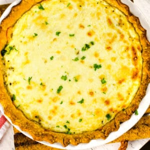 top view of cooked Quiche with Ham