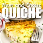 plated Quiche with Ham with writing