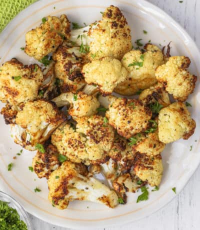 top view of plated Air Fryer Cauliflower