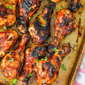 BBQ Drumsticks cooked in a baking sheet