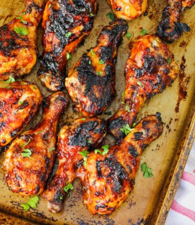BBQ Drumsticks cooked in a baking sheet