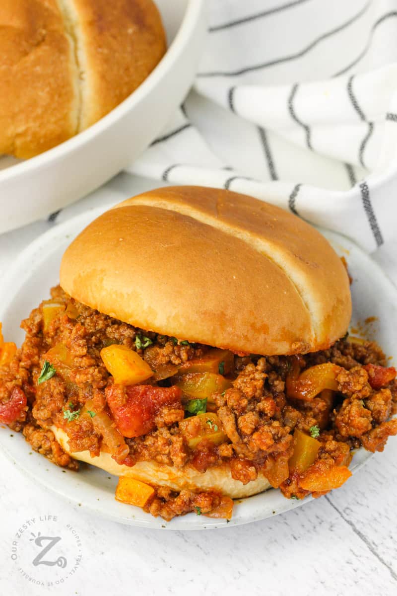 plated Manwich Sloppy Joe with buns in the back