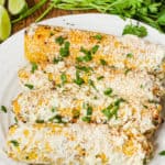 close up of plated Mexican Street Corn