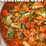 top view of Weight Loss Vegetable Soup Recipe in a pot with a title