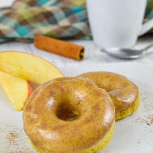 plated Baked Apple Donuts with apple slices