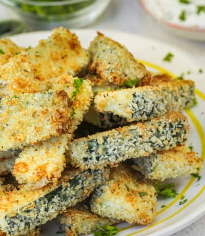 close up of Baked Zucchini Sticks on a plate