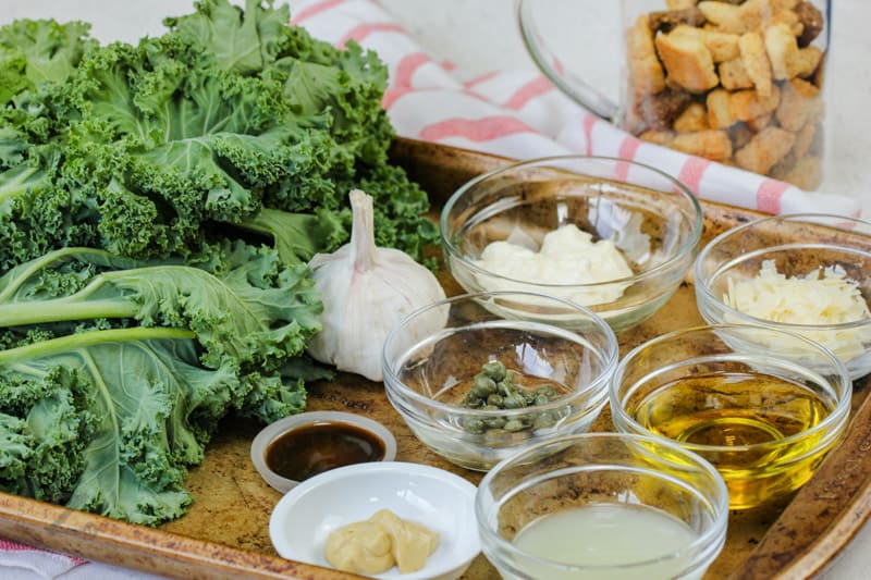 ingredients to make Kale Caesar Salad