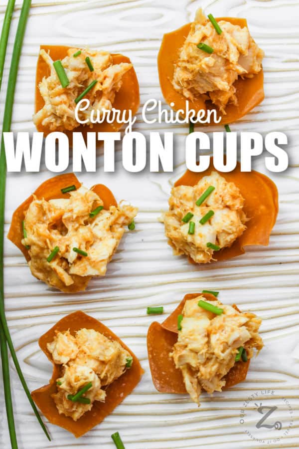 Six prepared Chicken Wonton Cups with title