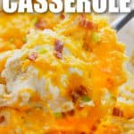 close up of Crack Chicken Casserole with writing