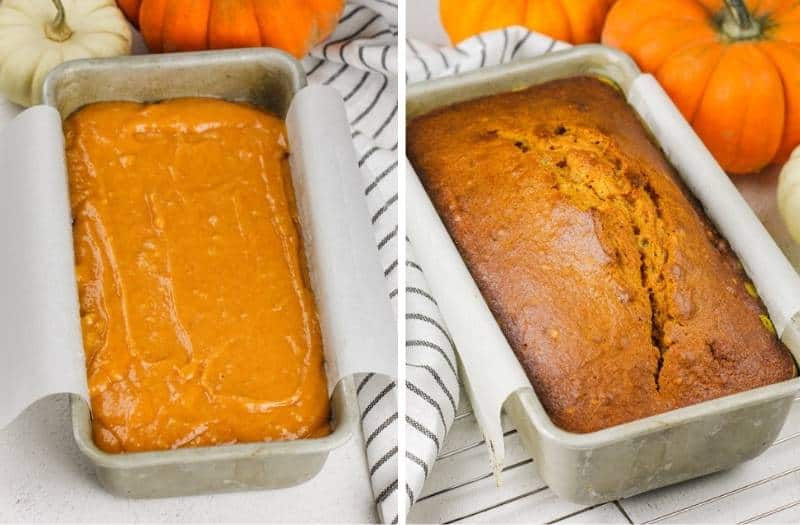 Pumpkin Loaf before and after cooking