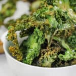 close up of plated Baked Kale Chips