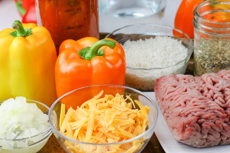 ingredients to make Easy Stuffed Peppers