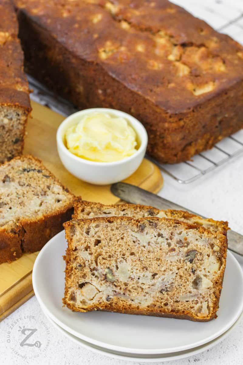 slices of Fresh Pear Bread on a plate