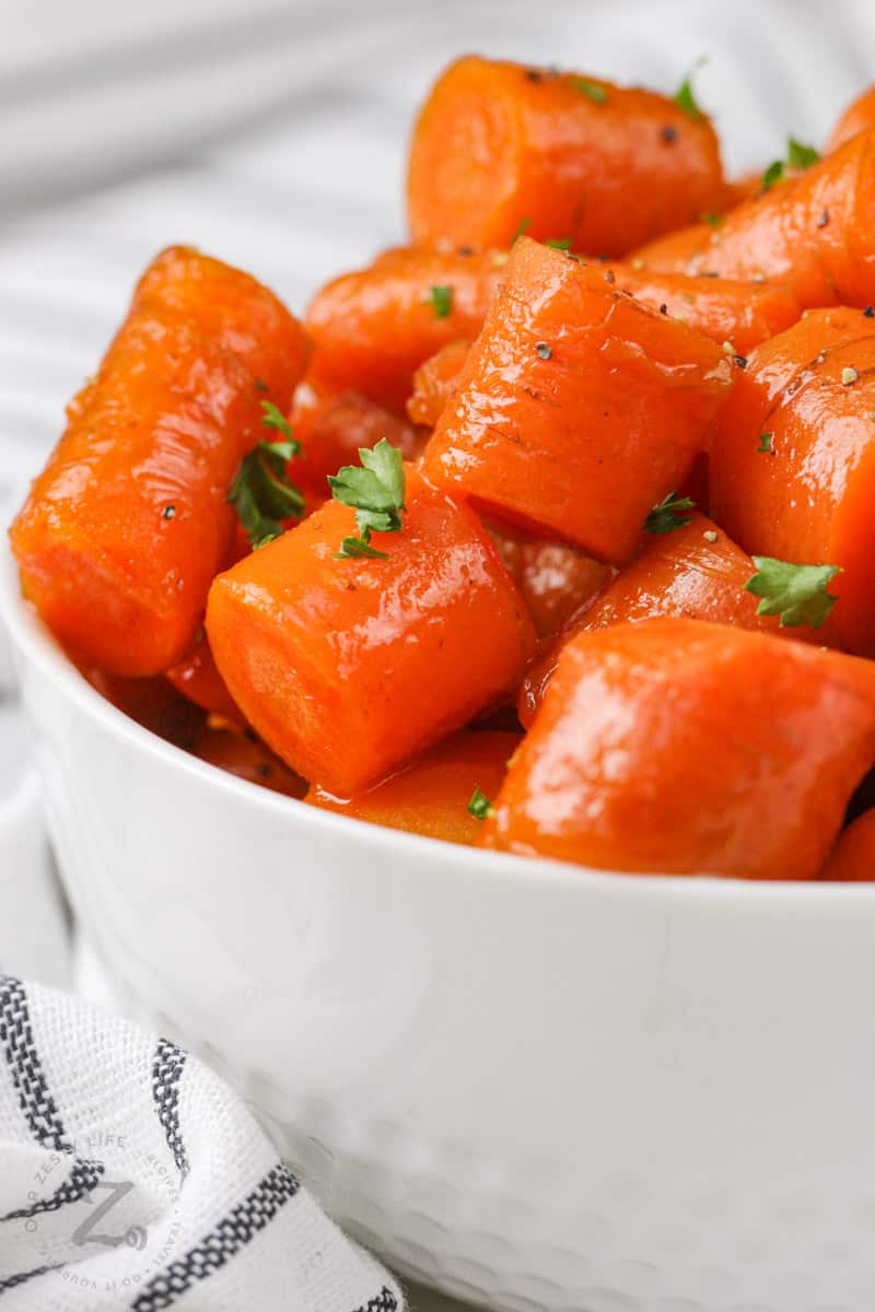 close up of Brown Sugar Carrots in a bowl