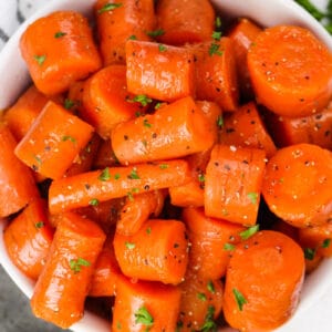 top view of Brown Sugar Carrots in a bowl