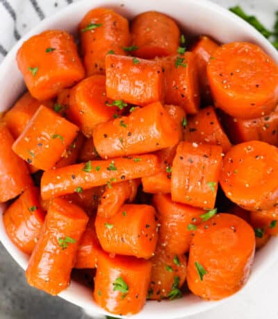 top view of Brown Sugar Carrots in a bowl