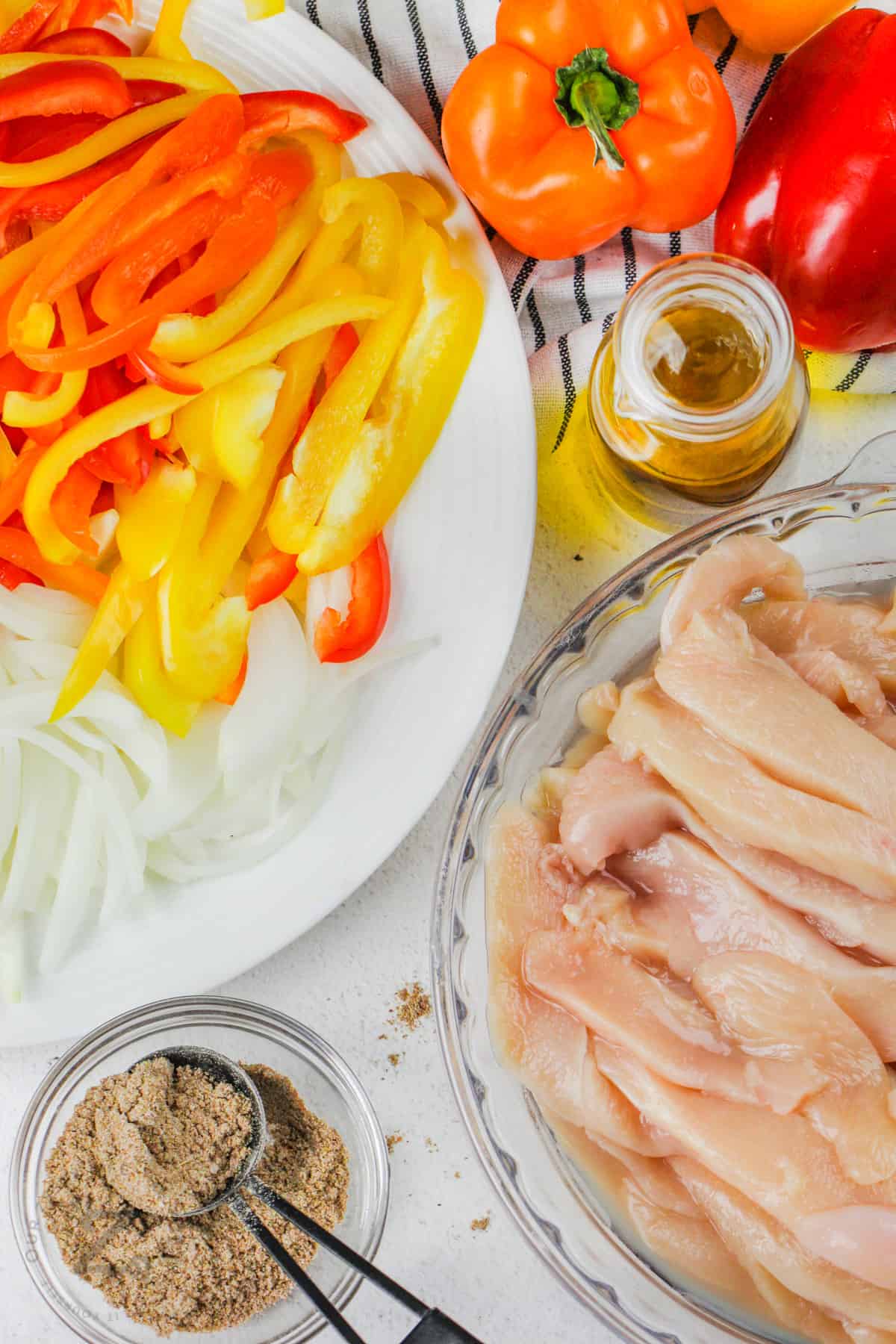 Chicken Fajitas ingredients on a table