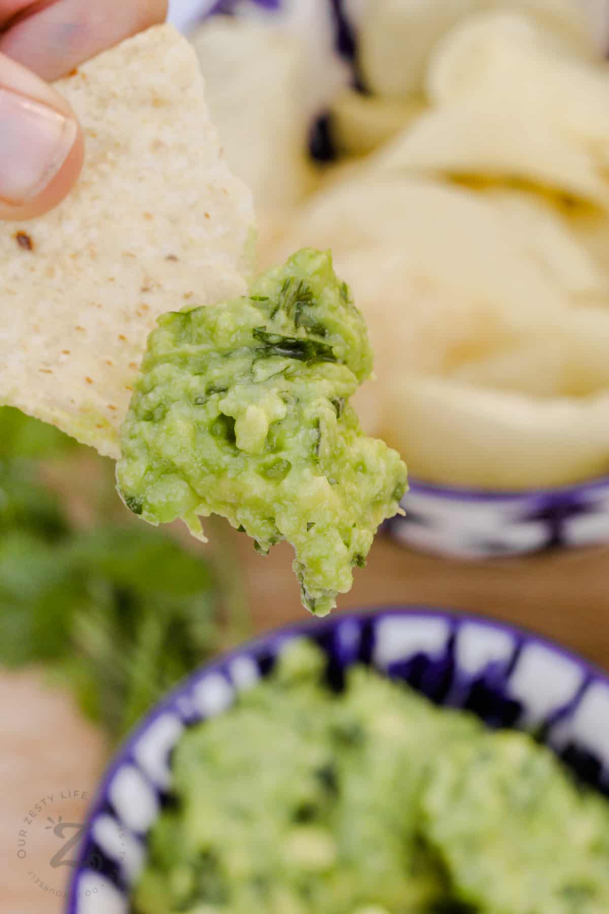 Easy Homemade Guacamole on a chip