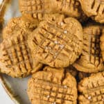 top view of Flourless Peanut Butter Cookies on a plate