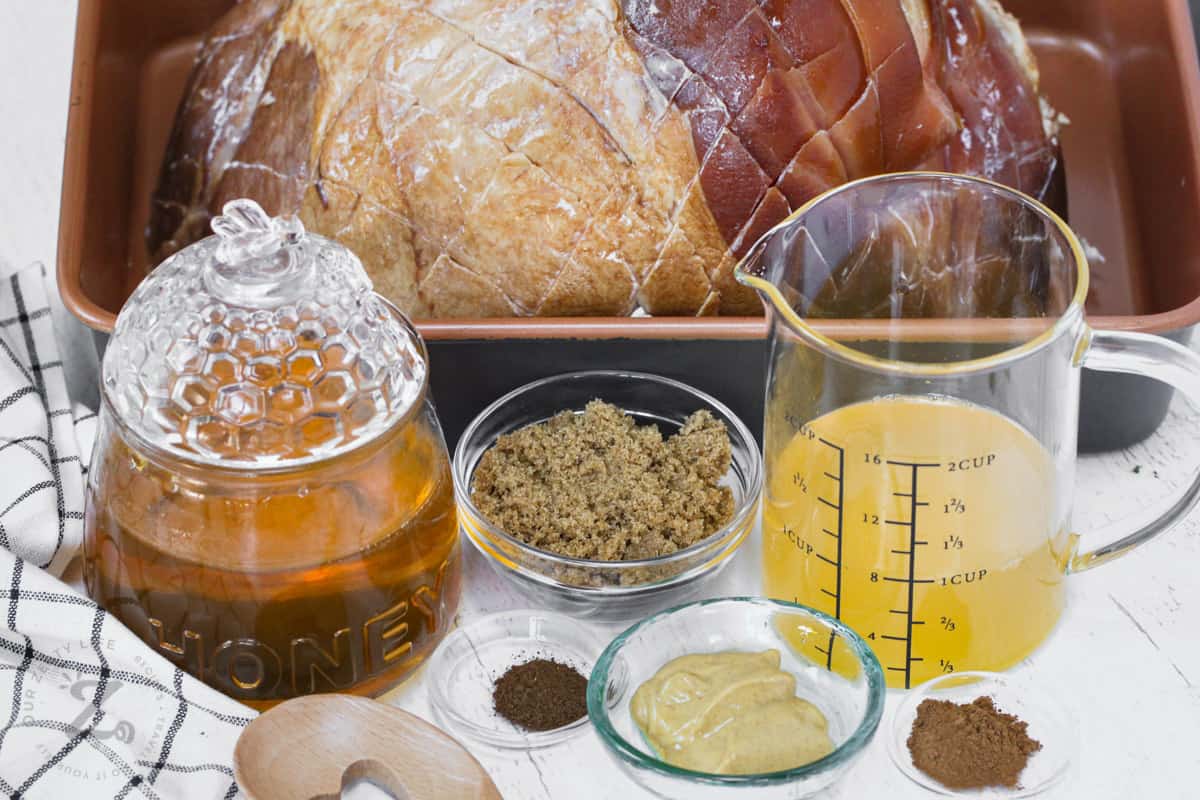 ingredients to make Honey Glazed Baked Ham