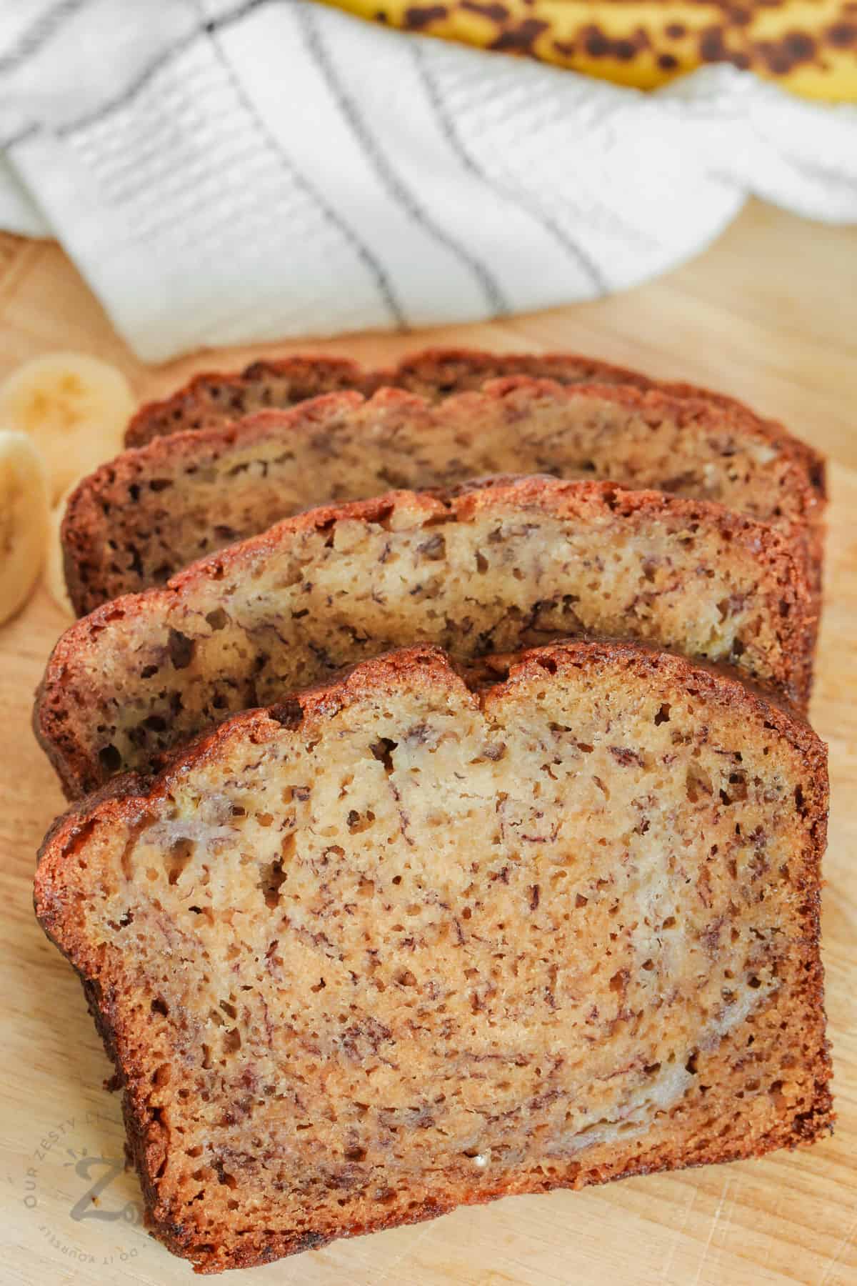 close up of Nut-Free Banana Bread slices