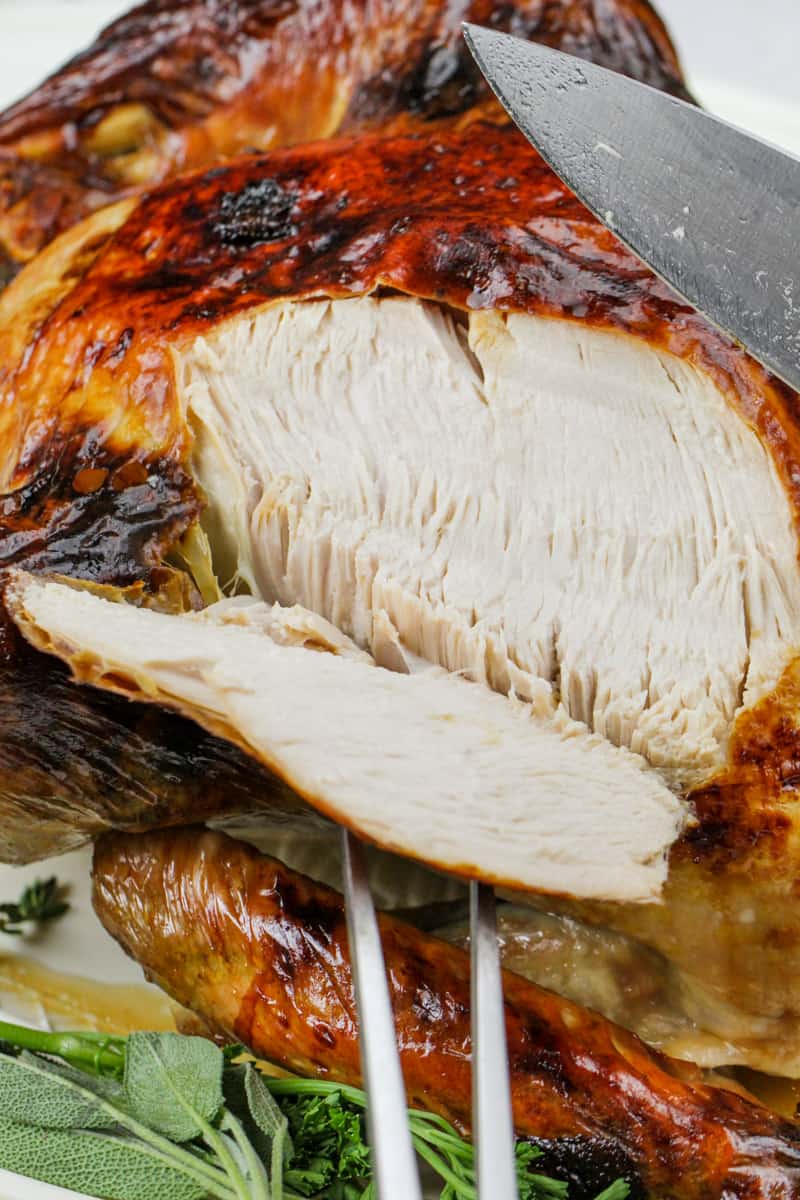 close up of Roast Turkey sliced