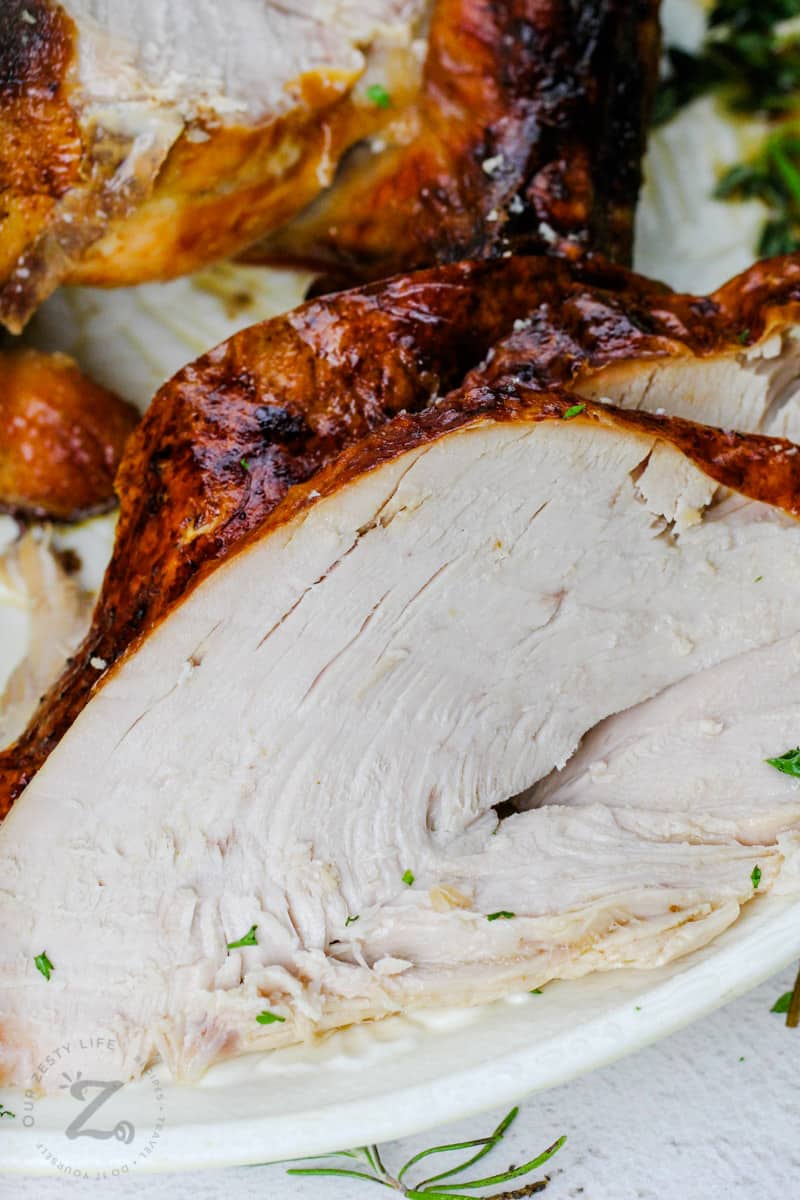 close up of sliced Roast Turkey on a plate
