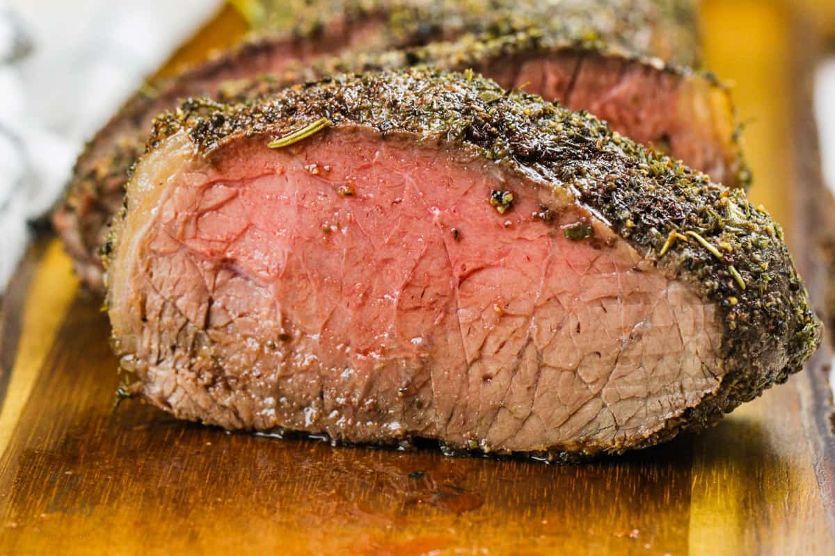 close up of a slice of Beef Round Roast