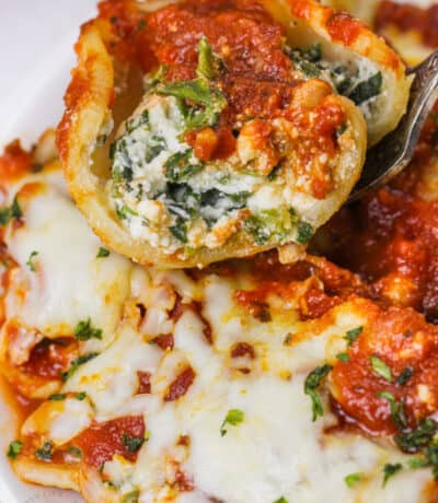 close up of a piece of Classic Stuffed Shells