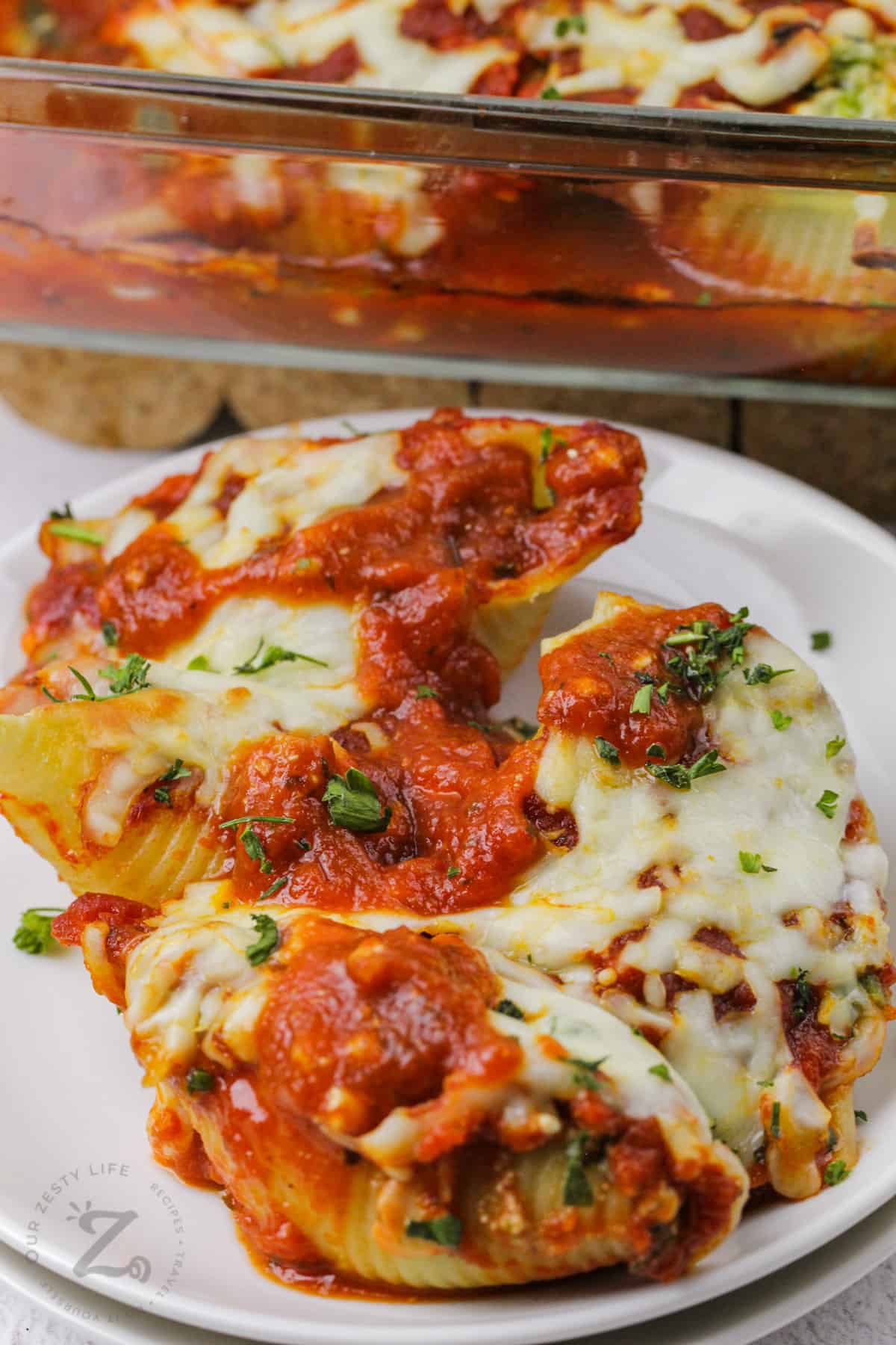 plate full of cooked Classic Stuffed Shells
