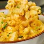 close up of plated Instant Pot Mac and Cheese