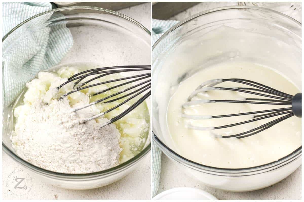 process of mixing Cake Goop in a bowl