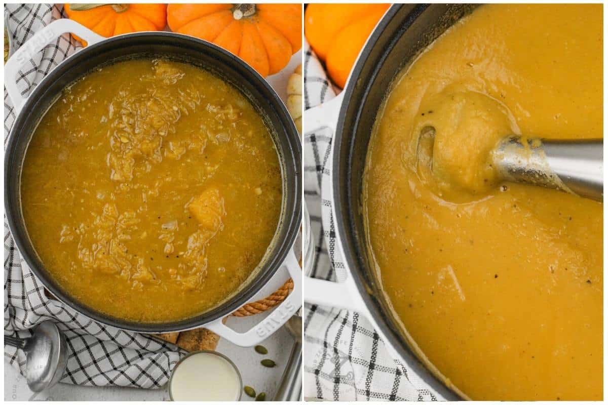 process of blending Pumpkin Soup