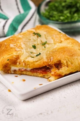 close up of Easy Pizza Pocket Recipe on a plate