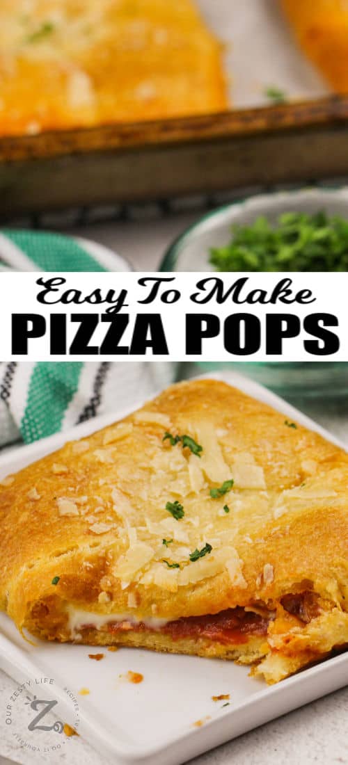 plated Easy Pizza Pocket Recipe with writing