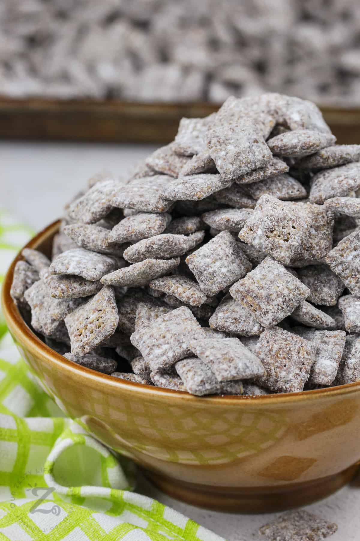 brown bowl of Puppy Chow