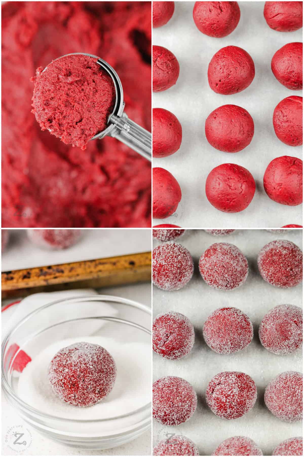 process to roll Red Velvet Cake Balls in sugar