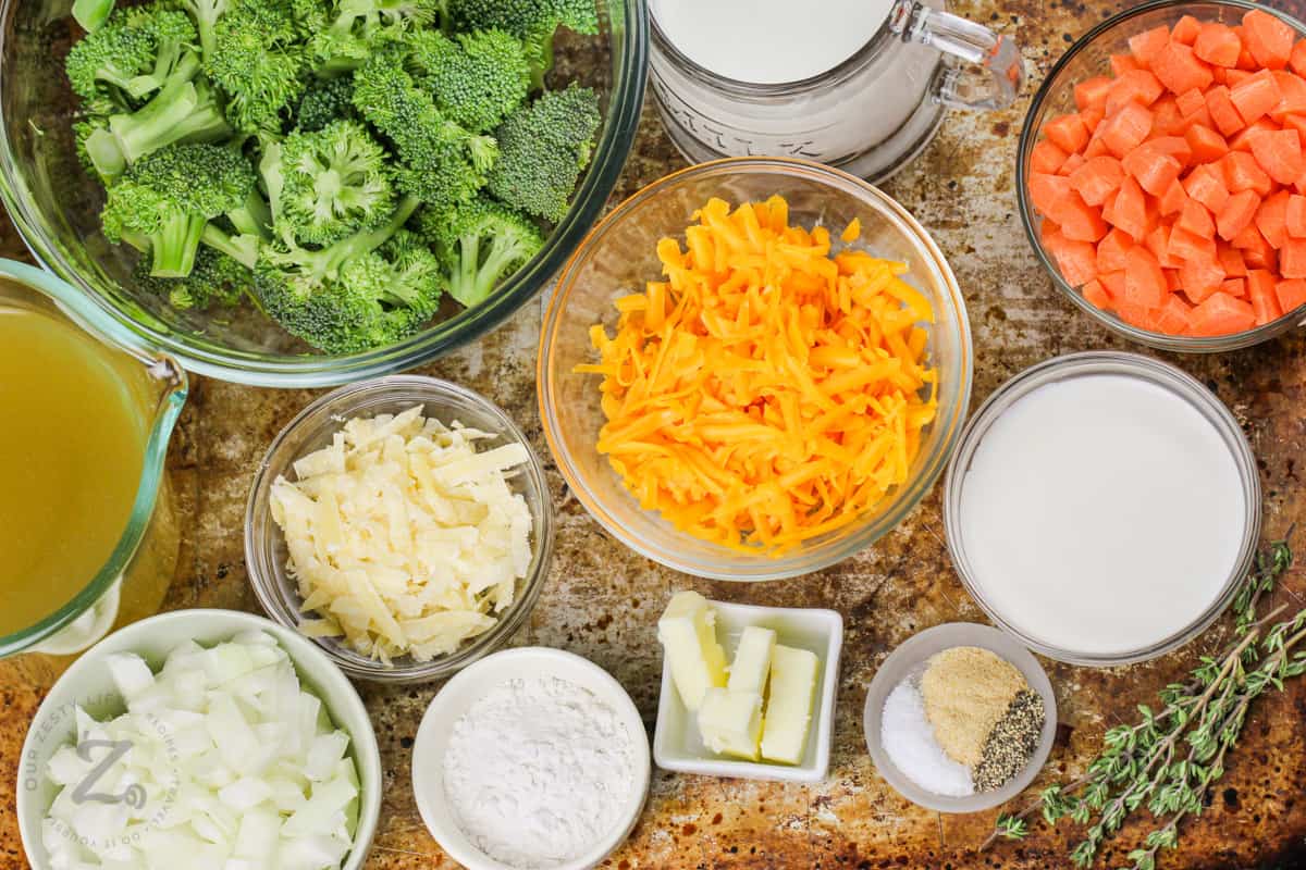 ingredients to make Broccoli Cheese Soup