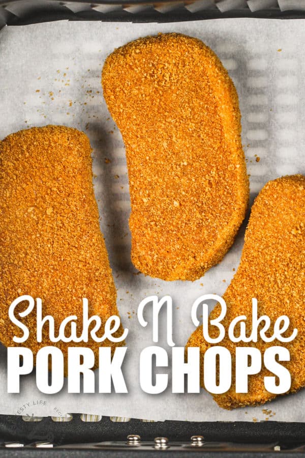 cooked Air Fryer Shake N Bake Pork Chops with a title