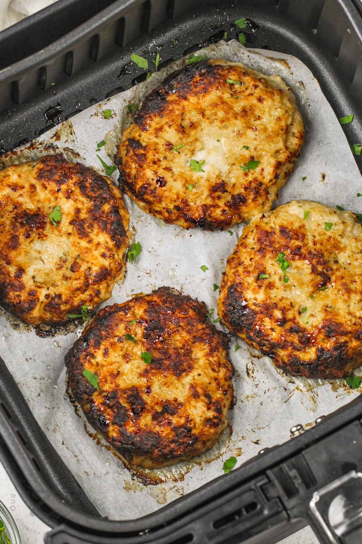 cooked Air Fryer Chicken Burgers