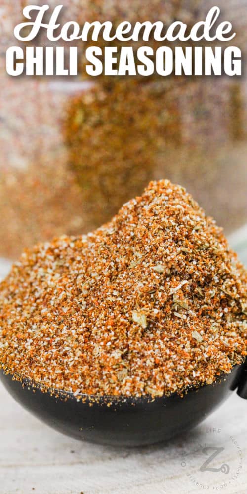 close up of Chili Seasoning with a title