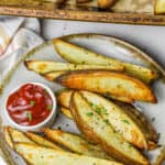 plated Potato Wedges with ketchup