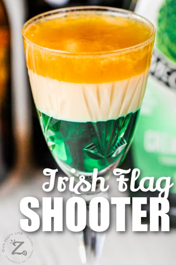 close up of Irish Flag Shooter with writing