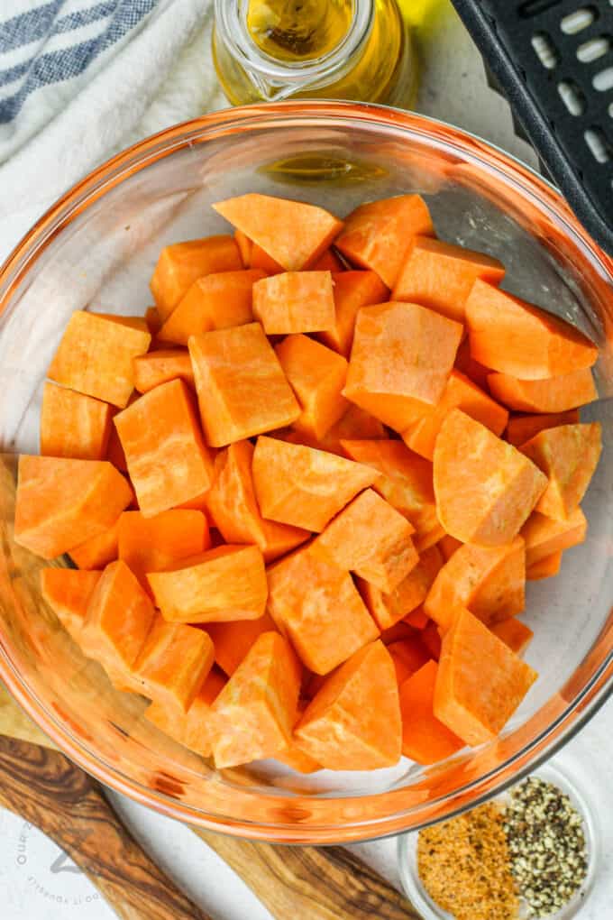 Air Fryer Roasted Sweet Potatoes (In less than 30 min!) - Our Zesty Life