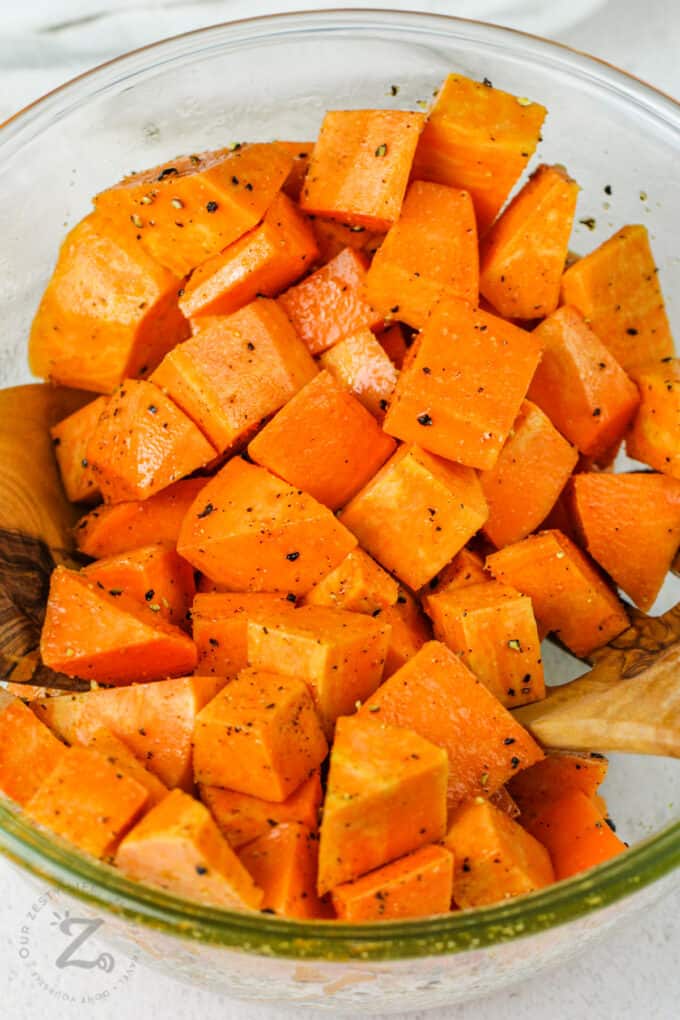 Air Fryer Roasted Sweet Potatoes (In less than 30 min!) - Our Zesty Life