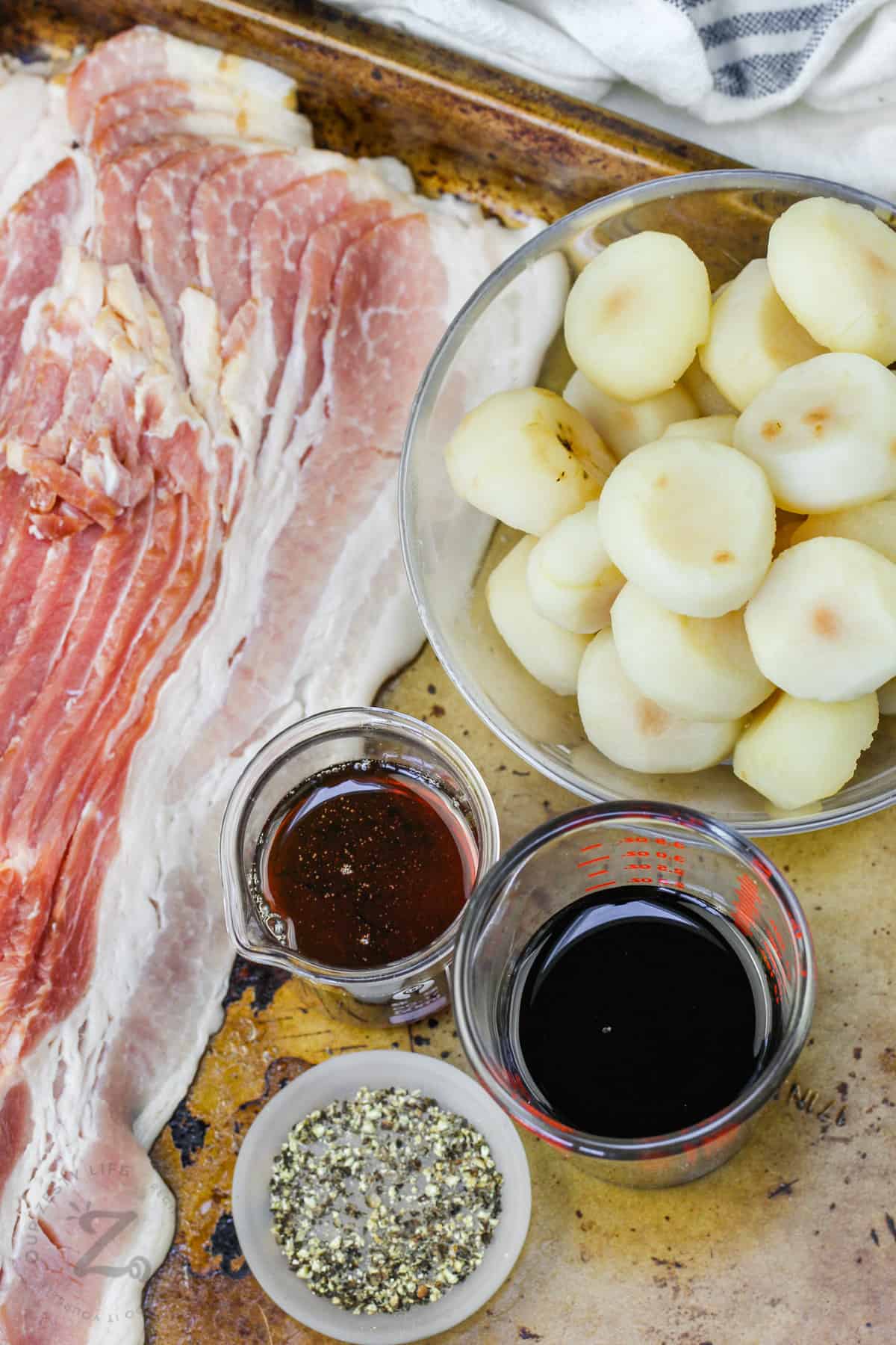 ingredients to make Bacon Wrapped Water Chestnuts