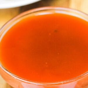 close up of Simple Sweet and Sour Sauce in a bowl