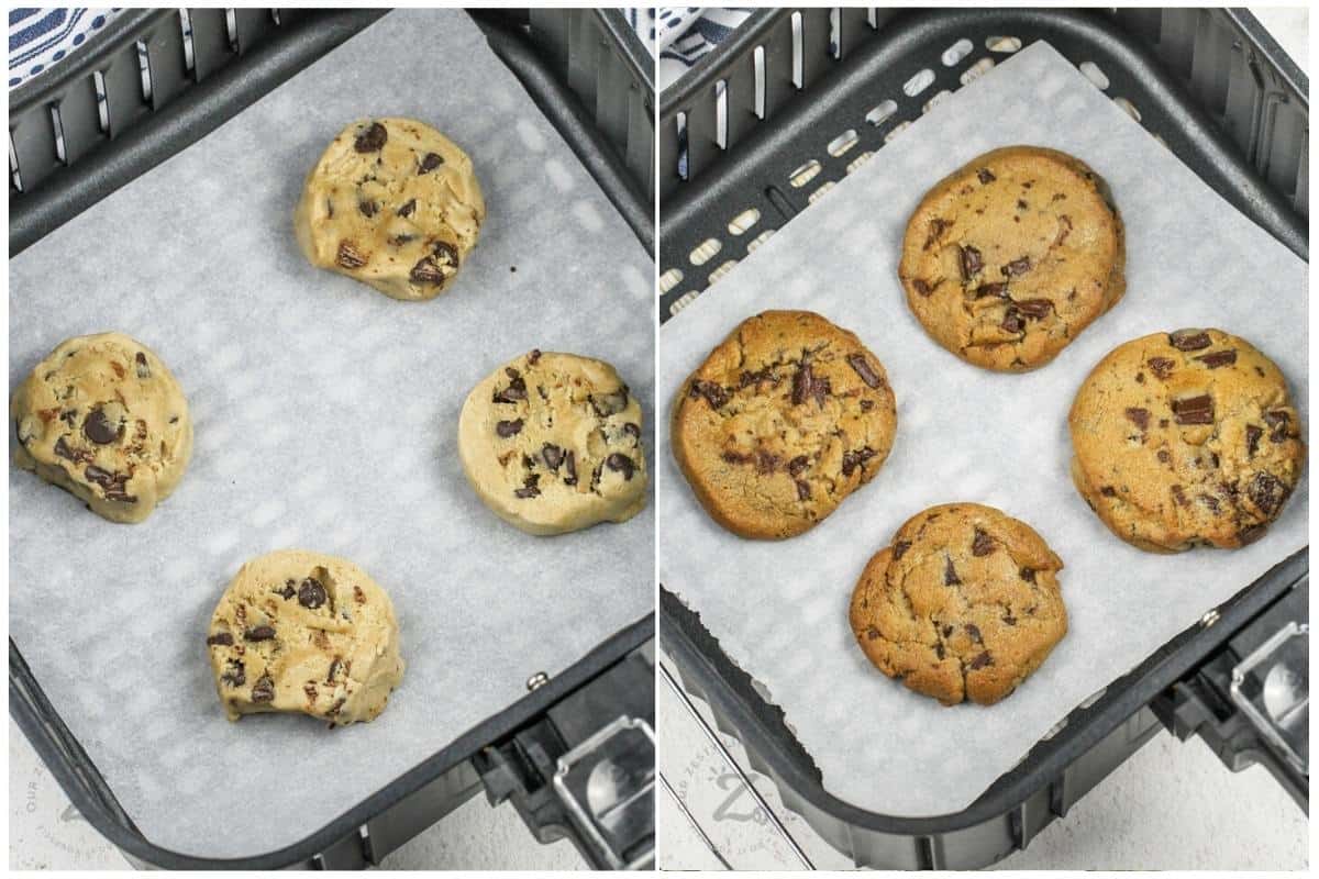 Air Fryer Cookies before and after cooking