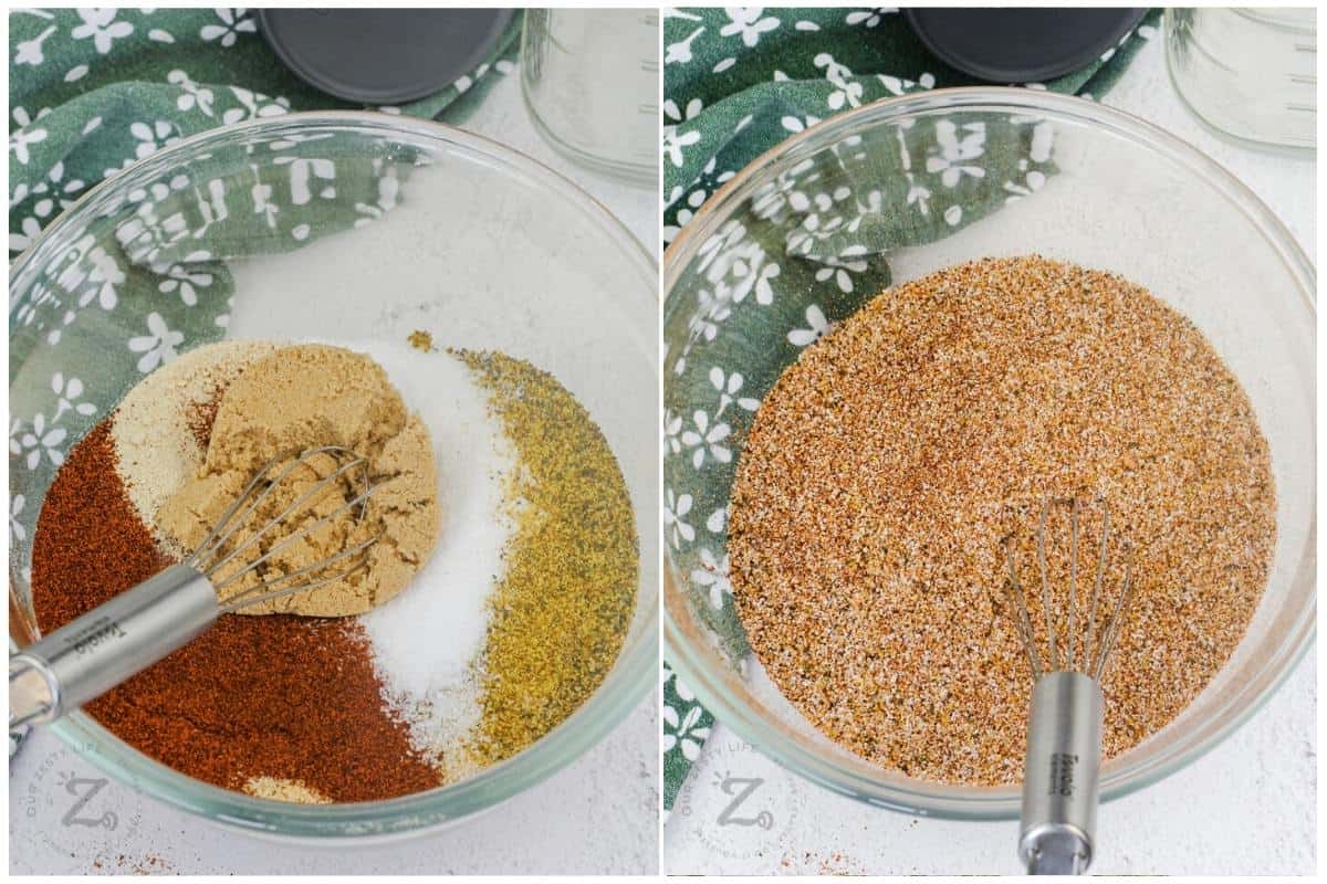 process of mixing together seasonings to make Smoked Chicken Rub