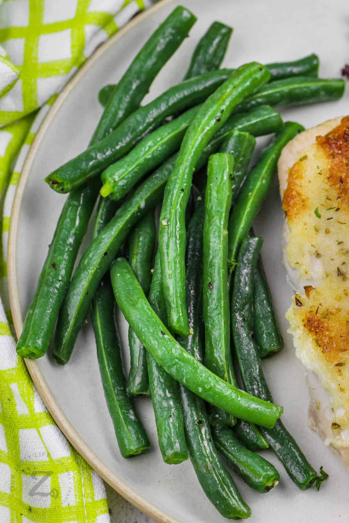 plated Green Beans with chicken